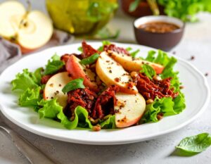 Ensalada de Manzana con Chontaduro y Vinagreta de Achiote