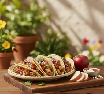 Tacos de Cerdo con Salsa de Manzana Europea y Chipotle