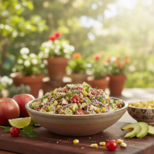 Ensalada Andina de Quinua con Manzana, Aguacate y Choclo