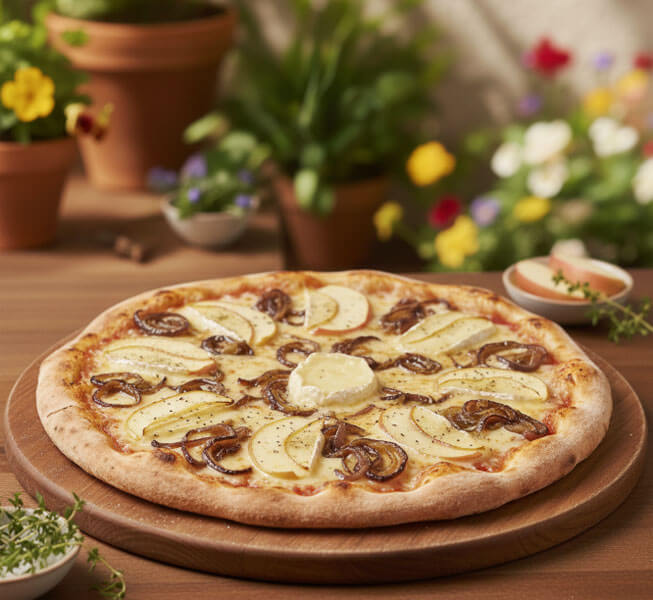 Pizza Gourmet de Manzana, Cebolla Caramelizada y Queso Brie