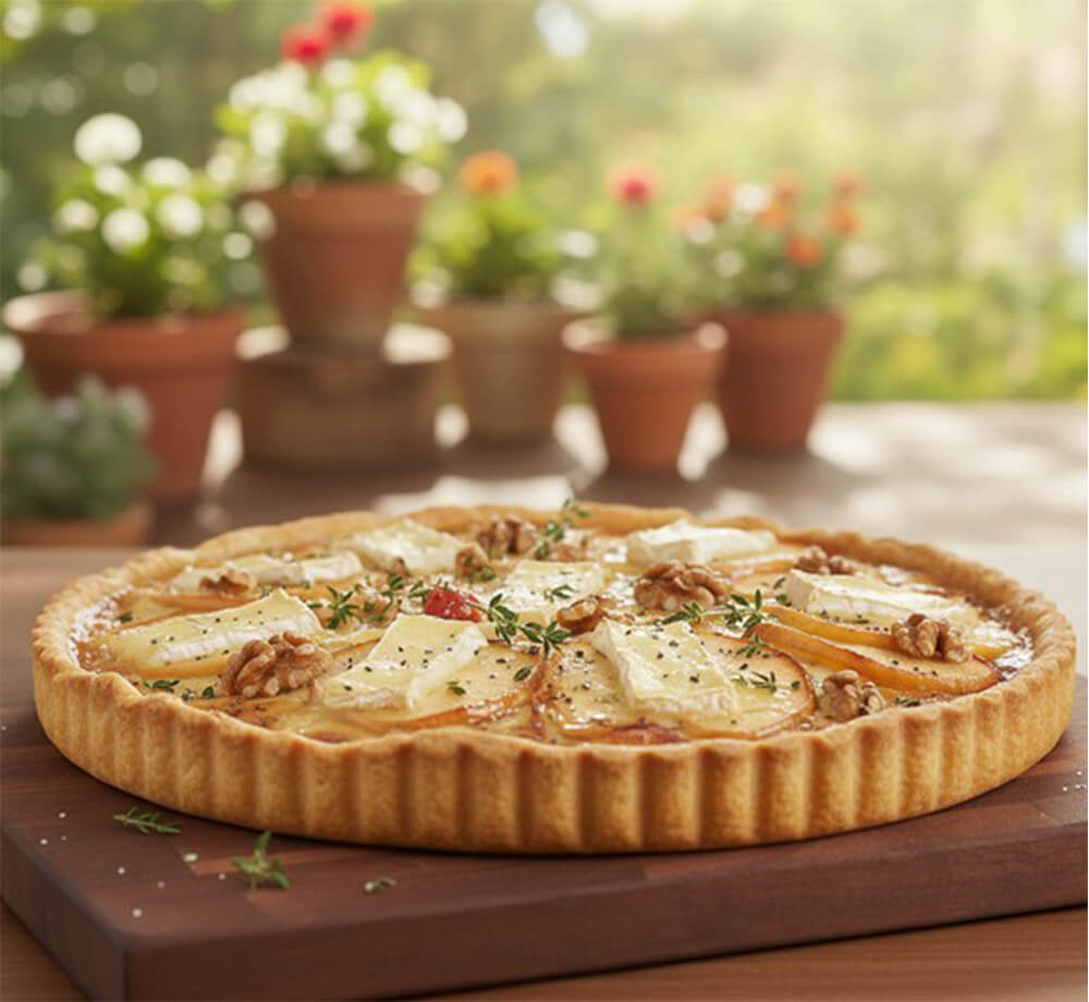 Tarta Salada de Manzana, Queso Camembert y Nueces