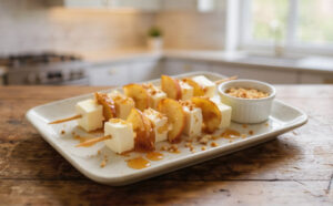 Brochetas Gourmet: Manzana, Queso y Miel con Panela Tostada
